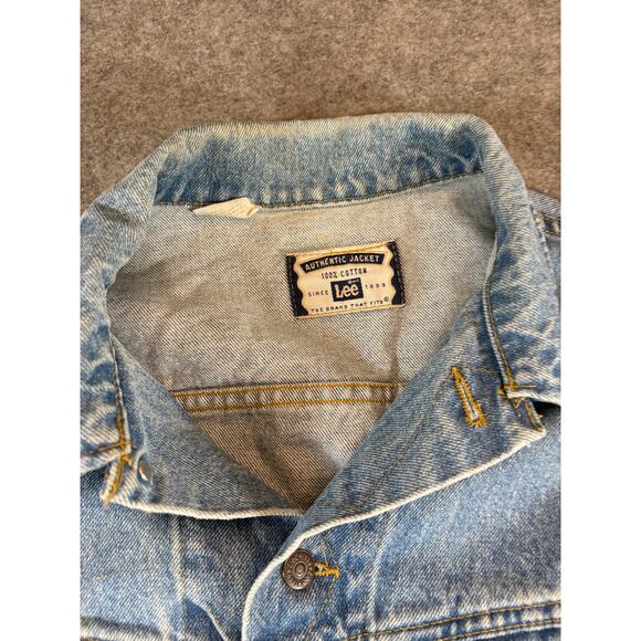 Vintage 90s Lee Trucker Jacket Mens XL Blue Denim Utility Workwear Streetwear - Picture 6 of 7